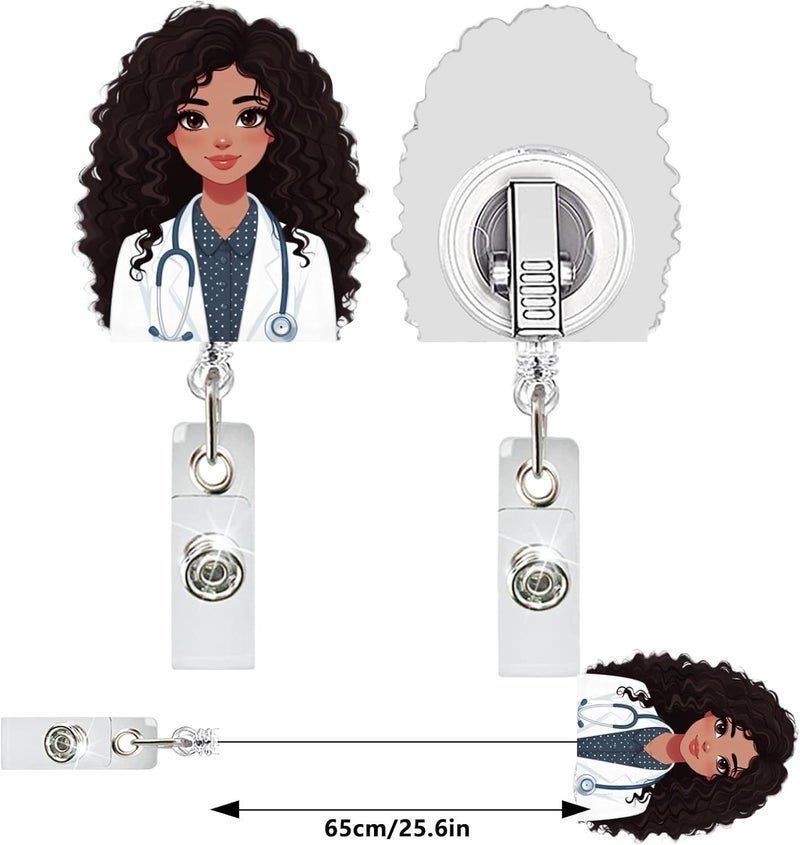 NSSHEL Doctor ID Badge Reel Holder Retractable Medical Badge Reels Designs Cute and Funny Doctor ID Badge Shirt Clip Holders for Teacher Office Retractable Nursing Social Worker Badge Reel Accessories - Image 3